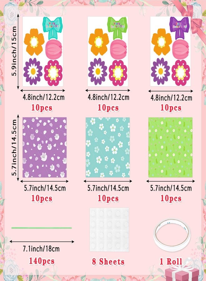 80UncleKimby 30PCS Mothers Day Crafts for Kids Flower Bouquet Kit DIY Teacher Appreciation Week Thankful Gift School Classroom Activities(Green Blue Purple Paper) - Image 3